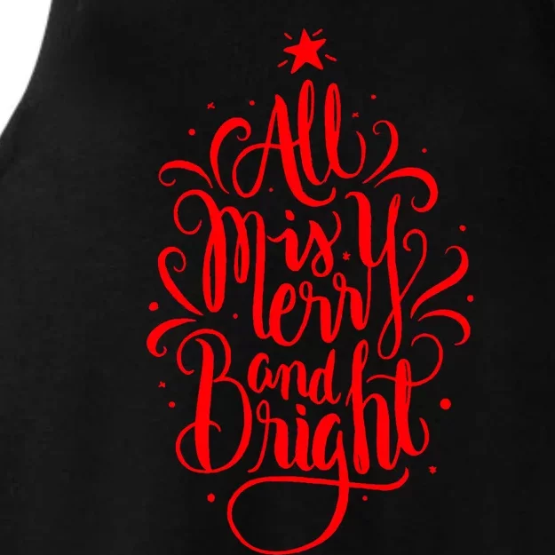 All Is Merry And Bright Christmas Holiday Ladies Tri-Blend Wicking Tank