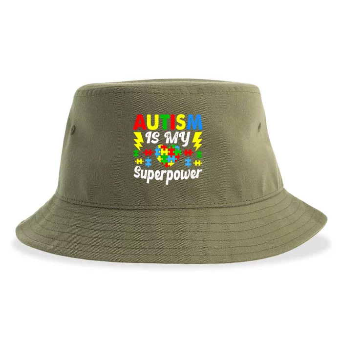 Autism Is My Superpower Funny Autism Awareness Acceptance Funny Gift Sustainable Bucket Hat