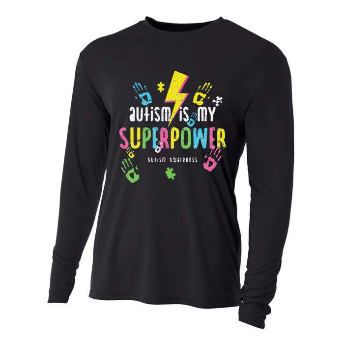 Autism Is My Superpower Autism Awareness Cooling Performance Long Sleeve Crew