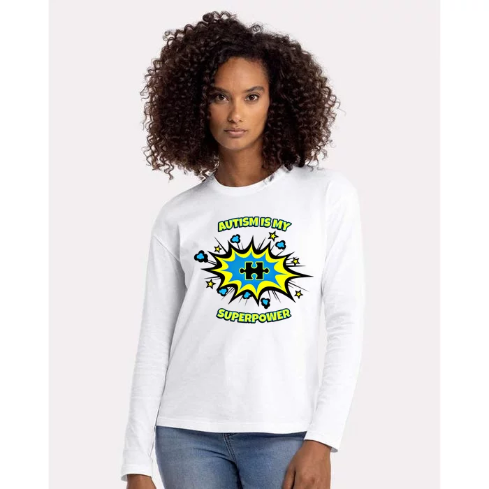 Autism Is My Superpower Cute Superhero Autistic Cool Gift Womens Cotton Relaxed Long Sleeve T-Shirt