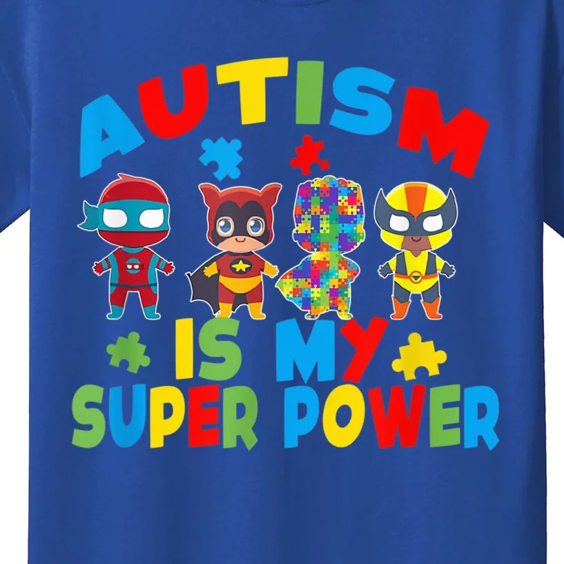 Autism Is My Super Power Superhero Autism Awareness Kids T-Shirt