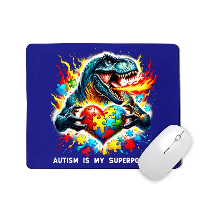 Autism Is My Superpower Puzzle Dinosaur Autism Awareness Gift Mousepad