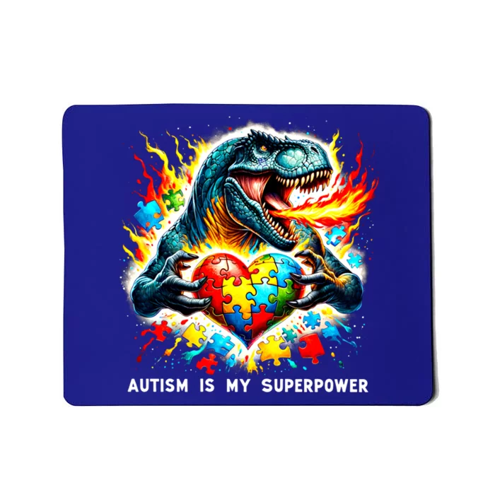 Autism Is My Superpower Puzzle Dinosaur Autism Awareness Gift Mousepad