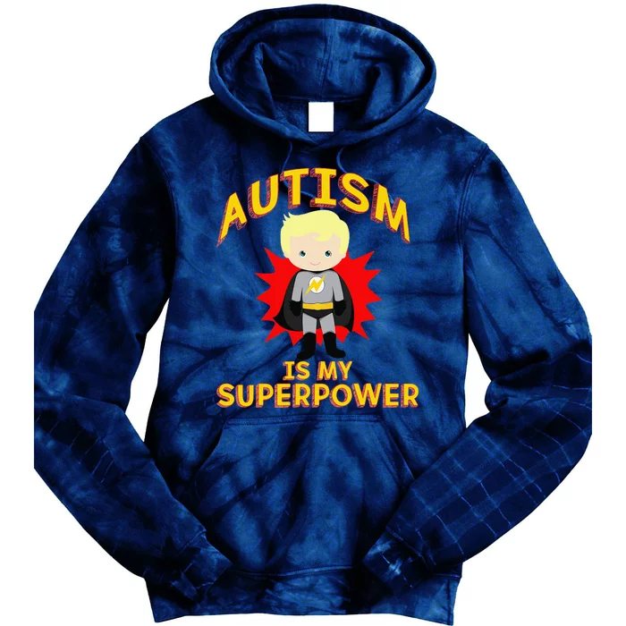 AUTISM IS MY SUPERPOWER Superhero Blond Hair Walk Meme Tie Dye Hoodie