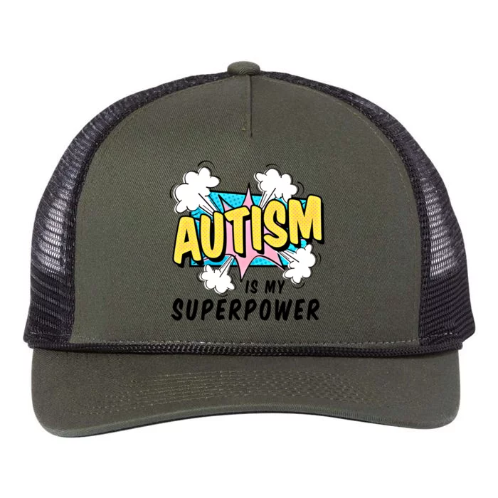 Autism Is My Superpower / Raise Awareness Autistic Support Great Gift Retro Rope Trucker Hat Cap