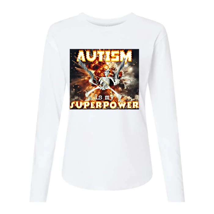 Autism Is My Supper Power Hard Skeleton Meme Oddly Specific Gift Womens Cotton Relaxed Long Sleeve T-Shirt