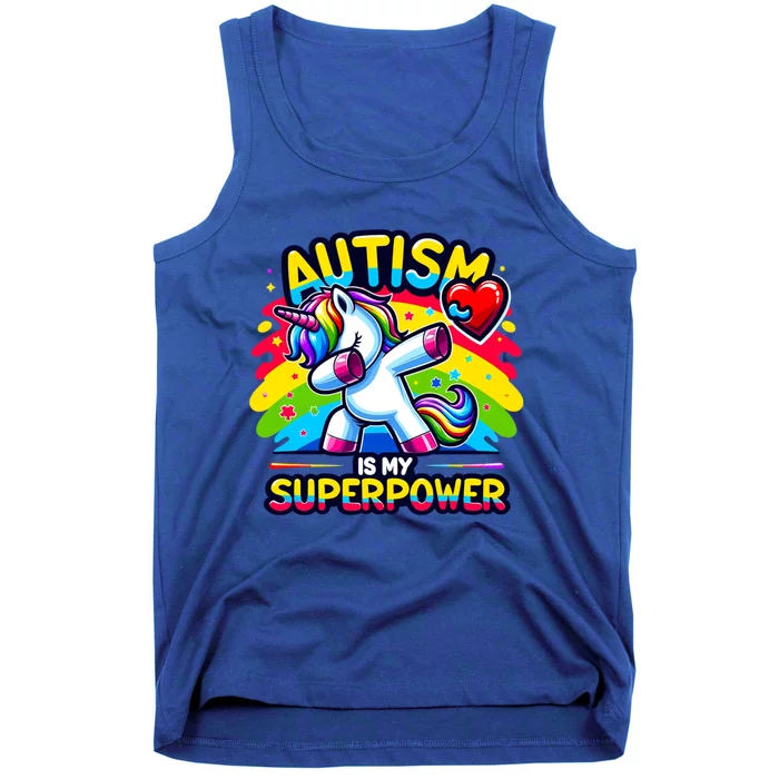 Autism Is My Superpower Dabbing Unicorn Autism Awareness Gift Tank Top