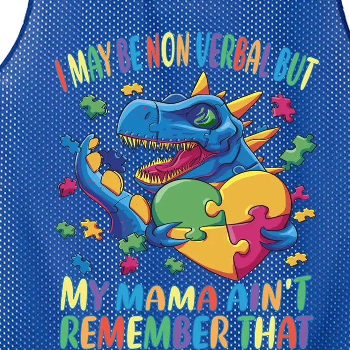 Autism I May Be Non Verbal But My Mama AinT Remember That Gift Mesh Reversible Basketball Jersey Tank