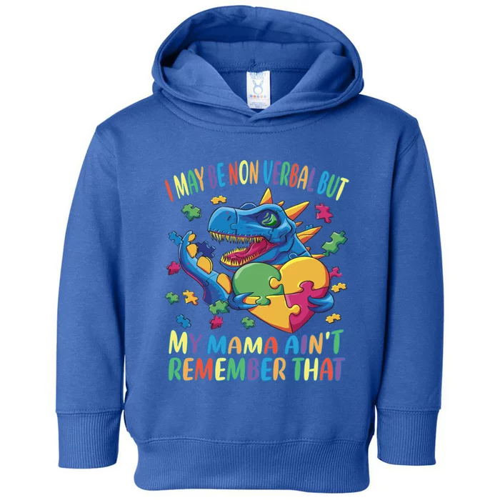 Autism I May Be Non Verbal But My Mama AinT Remember That Gift Toddler Hoodie