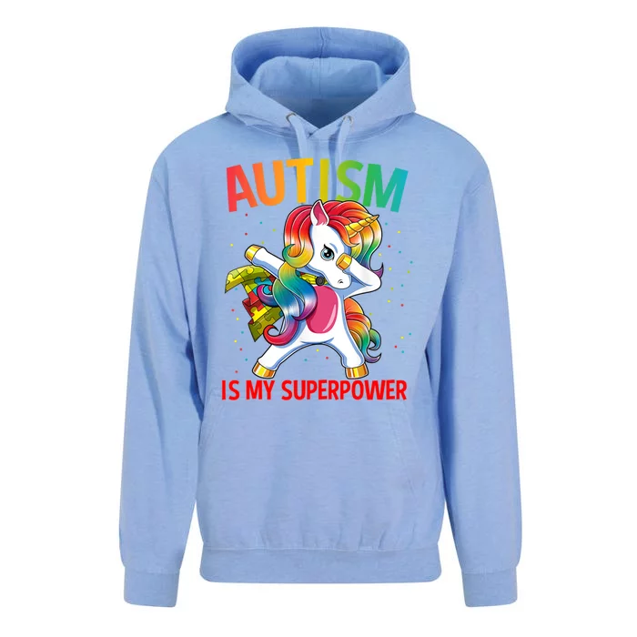 Autism Is My Superpower Dabbing Unicorn Gift Funny Gift Unisex Surf Hoodie