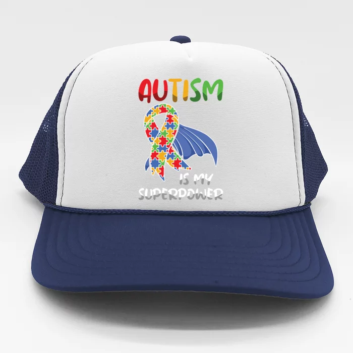 Autism Is My Superpower Puzzle Autism Awareness Gift Trucker Hat