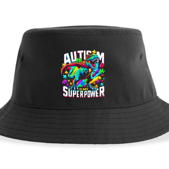 Autism Is My Superpower Autism Awareness Trex Sustainable Bucket Hat