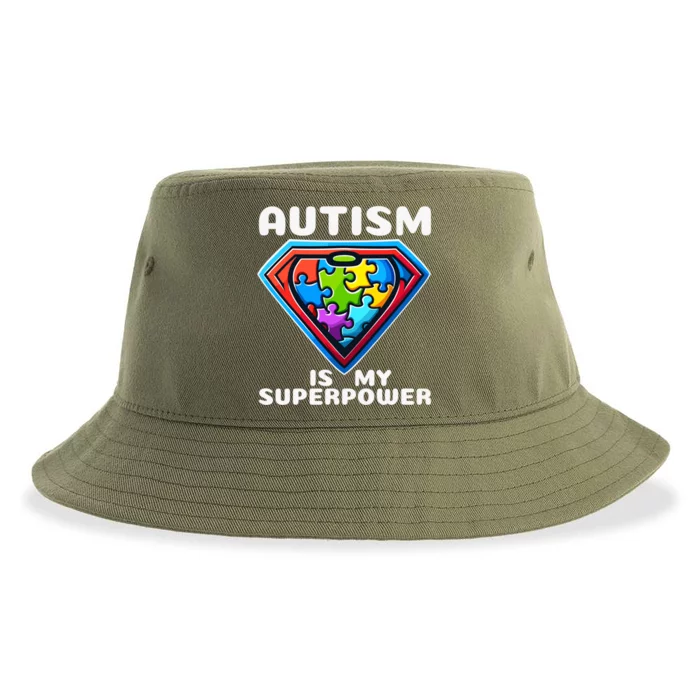 Autism Is My Superpower Superhero Great Gift Sustainable Bucket Hat