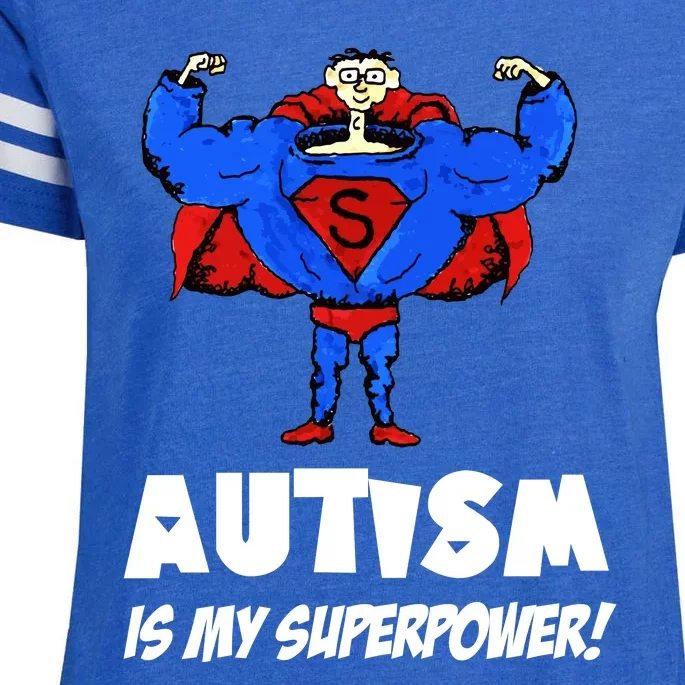 Autism Is My Super Power Hero Enza Ladies Jersey Football T-Shirt