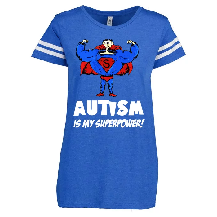 Autism Is My Super Power Hero Enza Ladies Jersey Football T-Shirt