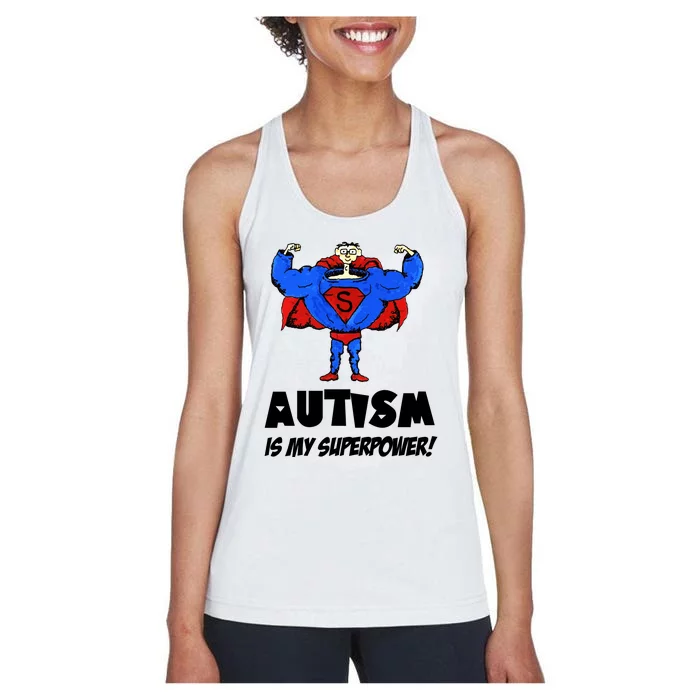 Autism Is My Super Power Hero Women's Racerback Tank