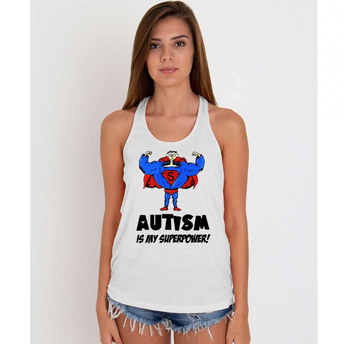 Autism Is My Super Power Hero Women's Knotted Racerback Tank