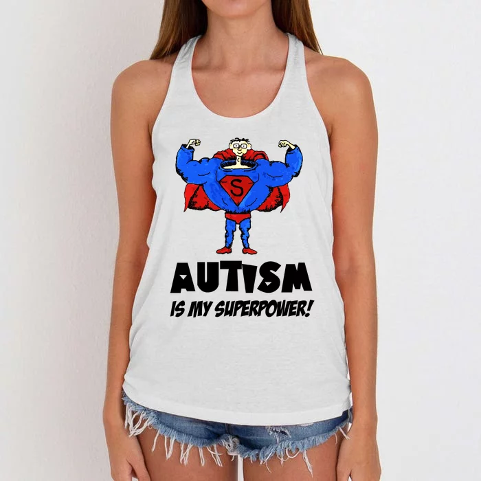 Autism Is My Super Power Hero Women's Knotted Racerback Tank