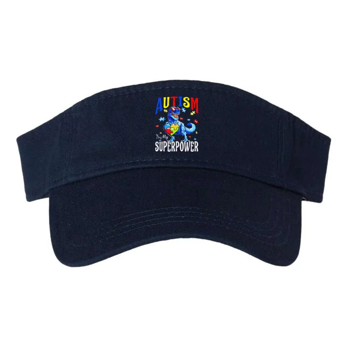 Autism Is My Superpower Autism Awareness Dinosaur Valucap Bio-Washed Visor