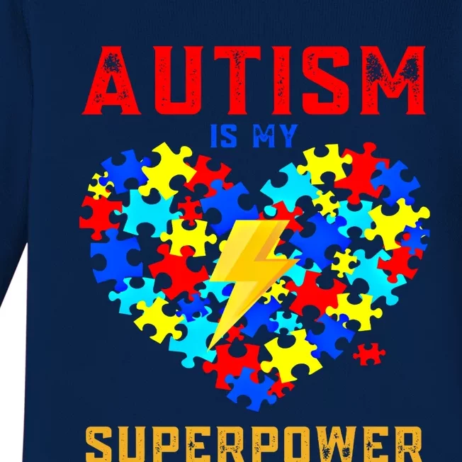 Autism Is My Super Power Superhero Autism Awareness Gift Baby Long Sleeve Bodysuit