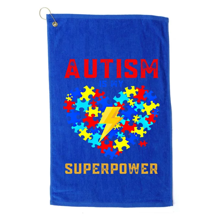 Autism Is My Super Power Superhero Autism Awareness Gift Platinum Collection Golf Towel