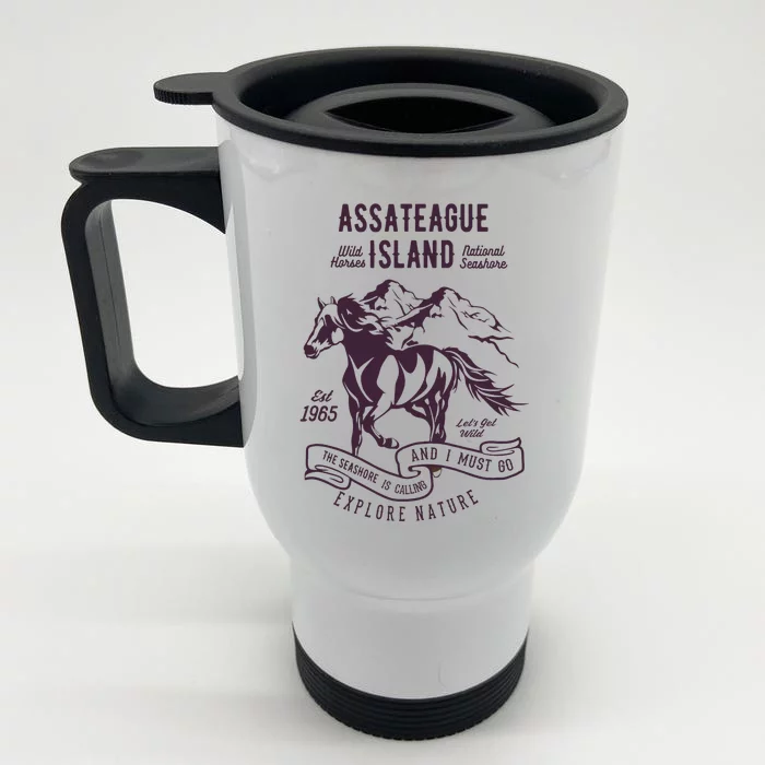 Assateague Island National Seashore Wild Horses Front & Back Stainless Steel Travel Mug