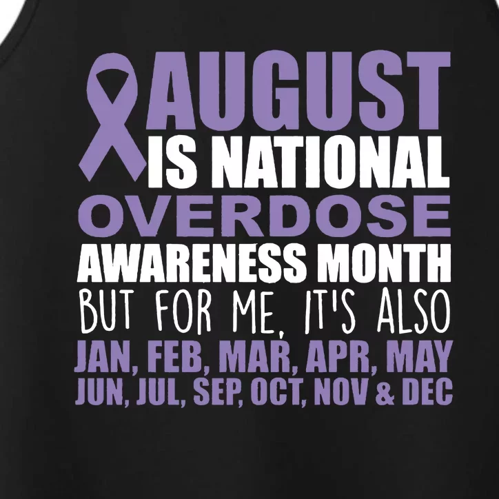 August Is National Overdose Awareness Month Purple Ribbon Performance Tank