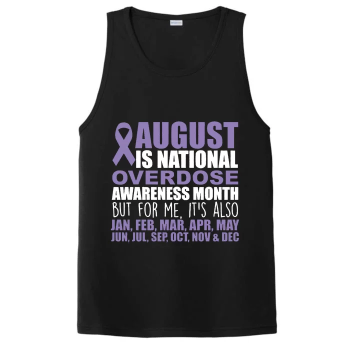 August Is National Overdose Awareness Month Purple Ribbon Performance Tank