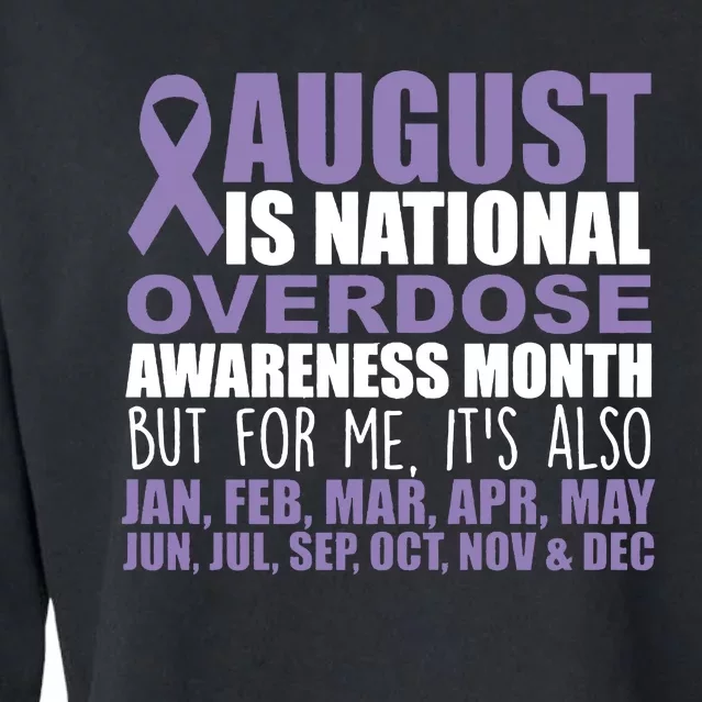 August Is National Overdose Awareness Month Purple Ribbon Cropped Pullover Crew