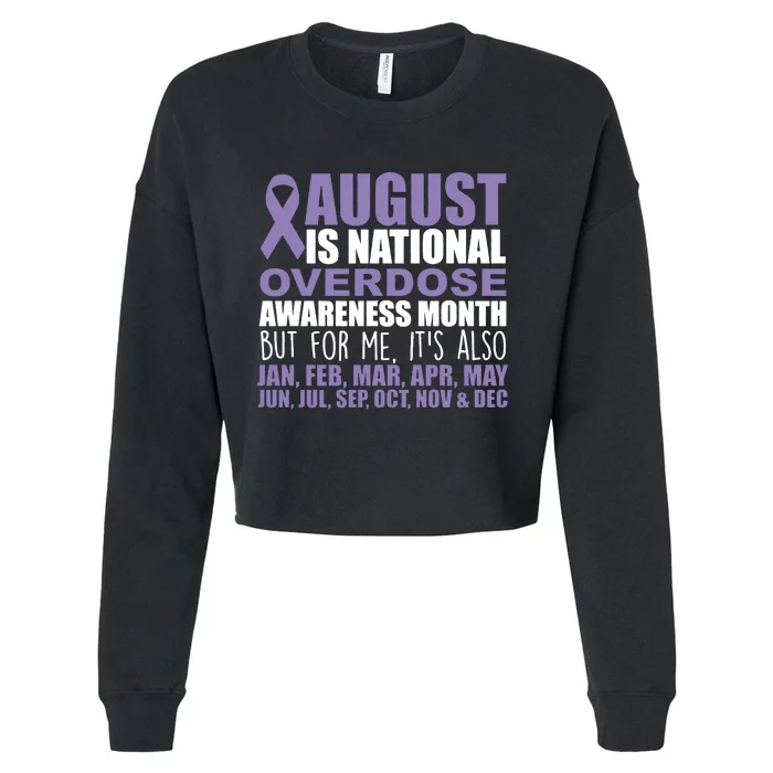 August Is National Overdose Awareness Month Purple Ribbon Cropped Pullover Crew