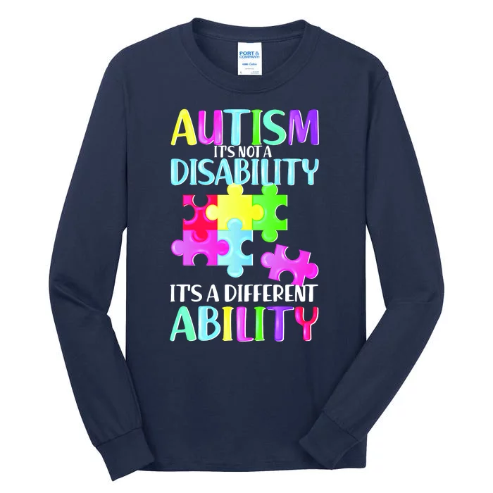 Autism It's Not A Disability It's An Ability Awareness Puzzle Tall Long Sleeve T-Shirt