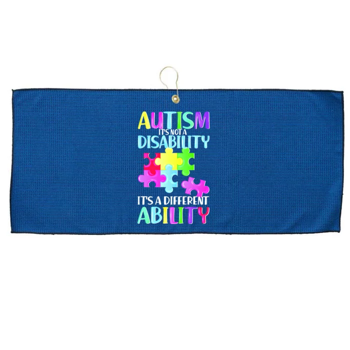 Autism It's Not A Disability It's An Ability Awareness Puzzle Large Microfiber Waffle Golf Towel