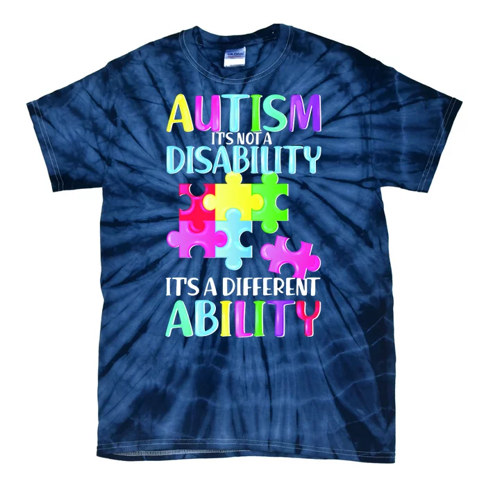 Autism It's Not A Disability It's An Ability Awareness Puzzle Tie-Dye T-Shirt