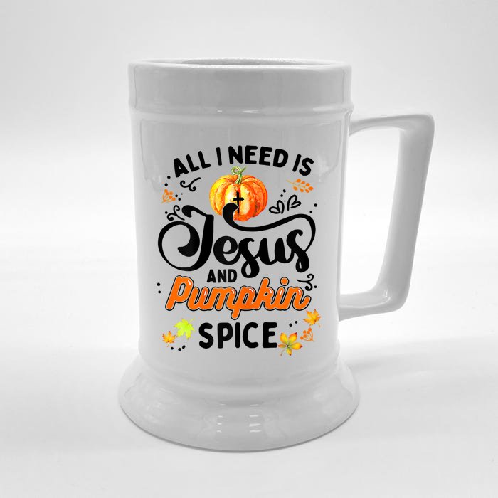 All I Need Is Jesus And Pumpkin Spice Thanksgiving Costume Front & Back Beer Stein