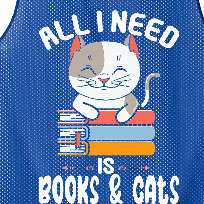 All I Need Is Books And Cats Cat Lover Kitten Reading Mesh Reversible Basketball Jersey Tank