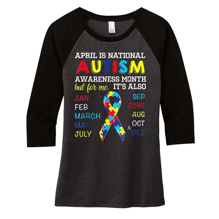 April Is National puzzle Autism Awareness Month Women's Tri-Blend 3/4-Sleeve Raglan Shirt