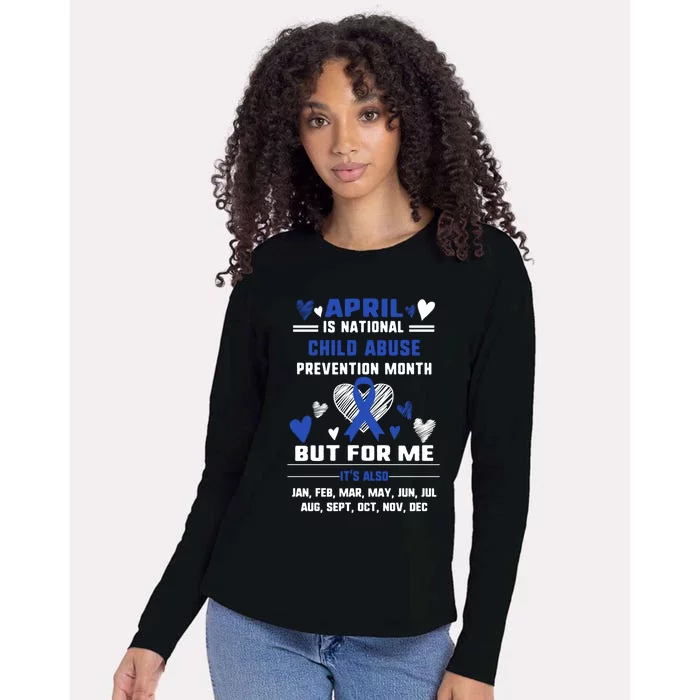 April Is National Abuse Prevention Month Awareness Blu Gift Womens Cotton Relaxed Long Sleeve T-Shirt