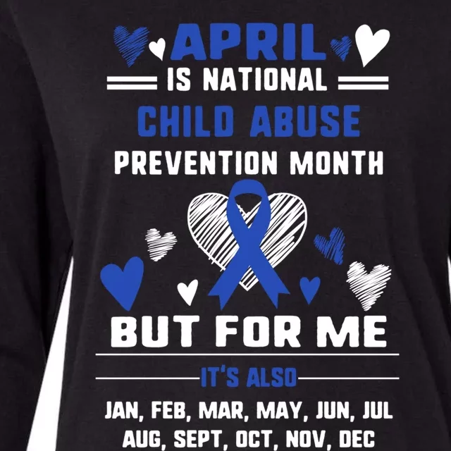 April Is National Abuse Prevention Month Awareness Blu Gift Womens Cotton Relaxed Long Sleeve T-Shirt