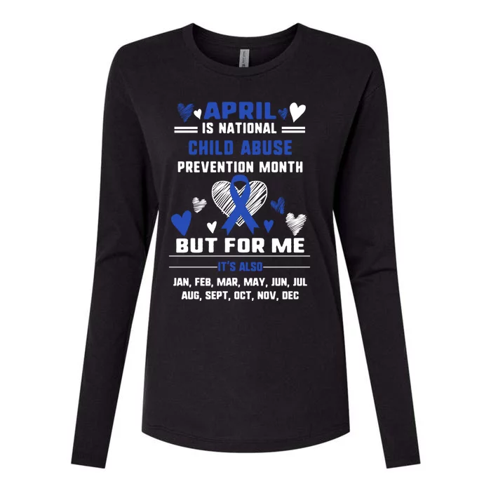 April Is National Abuse Prevention Month Awareness Blu Gift Womens Cotton Relaxed Long Sleeve T-Shirt