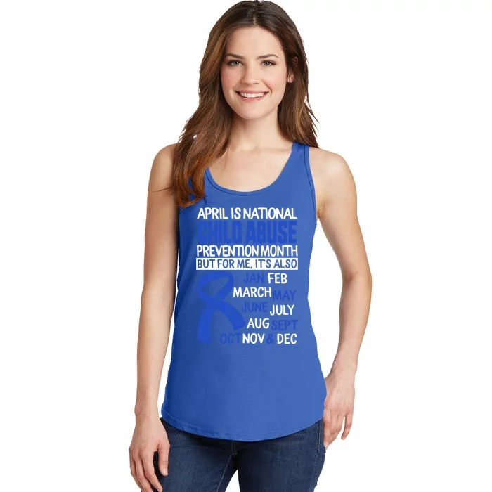 April Is National Abuse Prevention Month Awareness Blu Gift Ladies Essential Tank