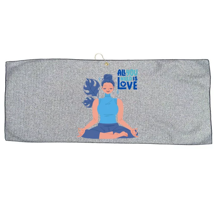 All I Need And You Need Is Love Yoga And A Dog Gift Large Microfiber Waffle Golf Towel