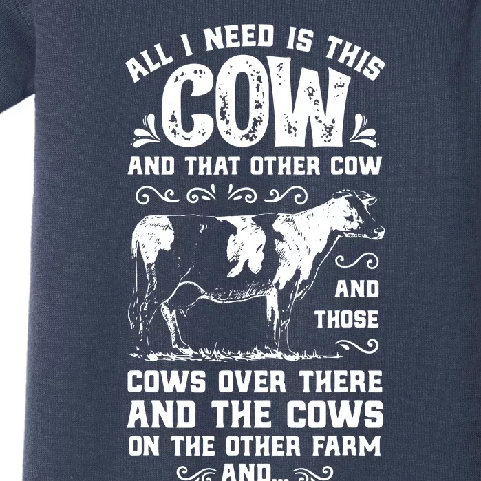 All I Need Is This Cow Funny Farmer Dairy Farm Short Sleeve Baby Bodysuit