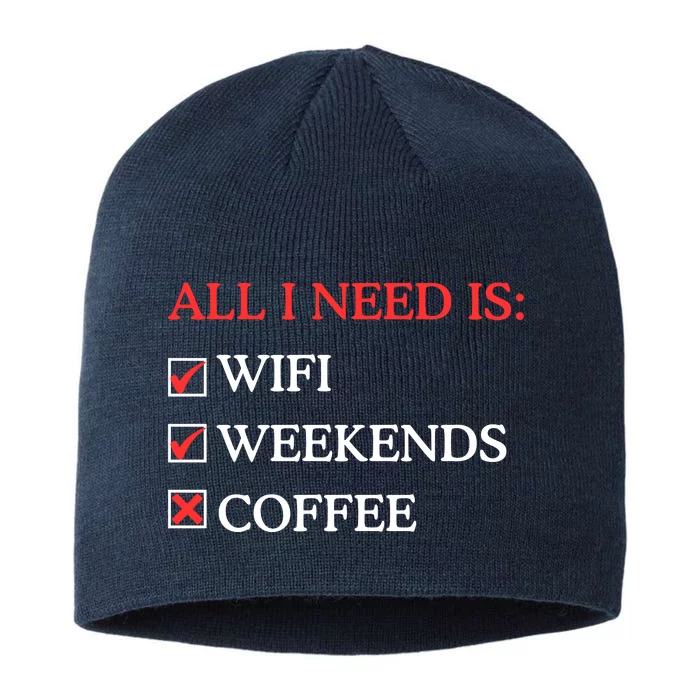 All I Need Is Wifi Weekends Coffee 8 1/2in Sustainable Knit Beanie