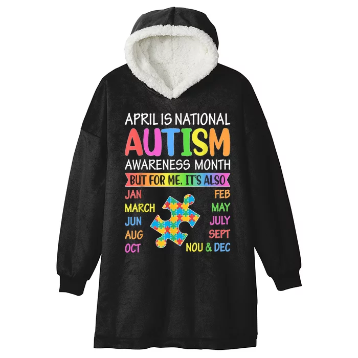 April Is National Autism Awareness Month Hooded Wearable Blanket