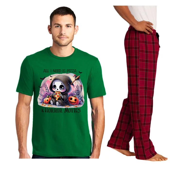 All I Need Is Pizza And Horror Movies Cute Skeleton Happy Pajama Set