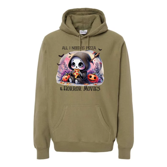 All I Need Is Pizza And Horror Movies Cute Skeleton Happy Premium Hoodie