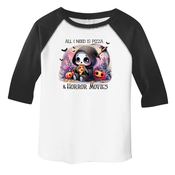 All I Need Is Pizza And Horror Movies Cute Skeleton Happy Toddler Fine Jersey T-Shirt