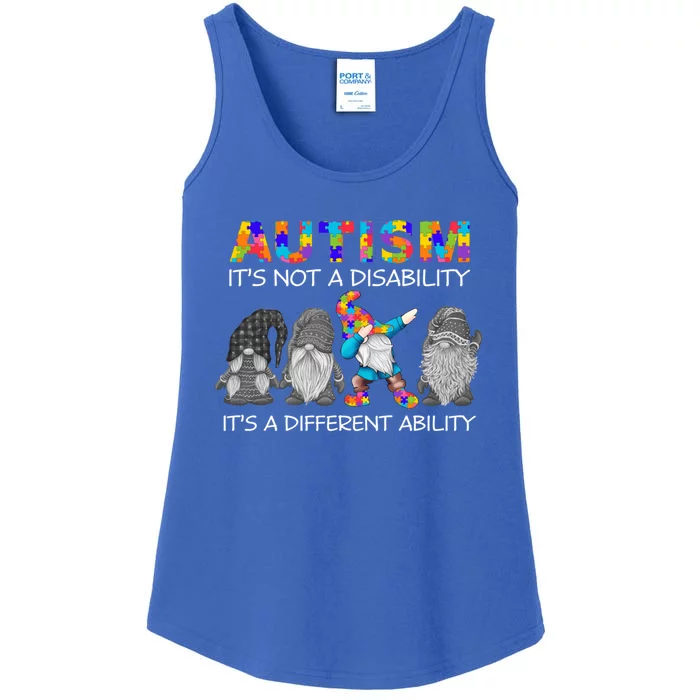 Autism It's Not A Disability It's A Different Ability Gnomes Gift Ladies Essential Tank