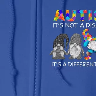 Autism It's Not A Disability It's A Different Ability Gnomes Gift Full Zip Hoodie