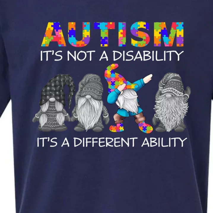 Autism It's Not A Disability It's A Different Ability Gnomes Gift Sueded Cloud Jersey T-Shirt